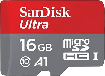 paměťová karta SanDisk Ultra microSDHC 16 GB Class 10 A1 UHS-I + SD adaptér (SDSQUAR-016G-GN6MA)