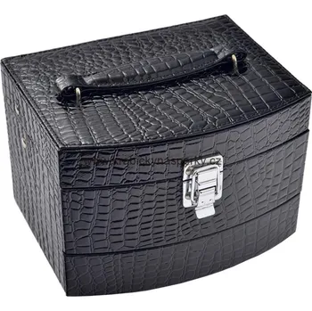 Šperkovnice Klenoty Budín Luxusní velká třípatrová černá šperkovnice SP-300/A25 na šperky (Klenoty Budín Luxusní velká třípatrová černá šperkovnice SP-300/A25 na šperky)