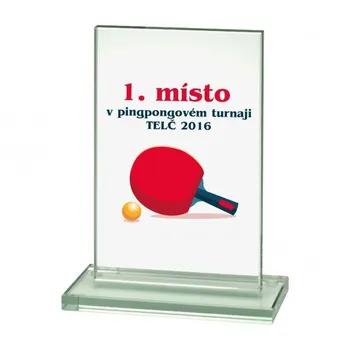 Poháry.com Skleněná trofej D152 s potiskem