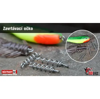 Zavrtávací očko do gumových nástrah REDBASS - Vel. M - 3 cm, průměr 5 mm, 5 ks