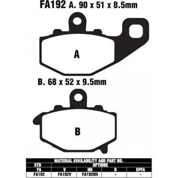 Brzdový komplet EBC FA192 organické brzdové destičky pro motorku