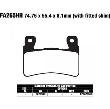 Brzdový komplet EBC FA265 HH sintrované brzdové destičky pro motorku