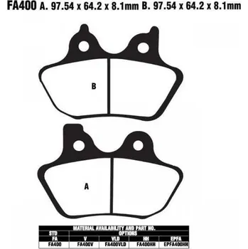 Brzdový komplet EBC FA400 organické brzdové destičky pro motorku