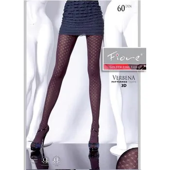 Dámské punčochy VERBENA 60den-punčochové kalhoty FIORE black-černé 2-S (vzorované punčochové kalhoty z mikrovlákna 3D)