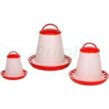 Chov hospodářského zvířete Tubusové krmítko s přepážkami na 1 kg krmiva pro kuřata, křepelky, atd červeno bílé