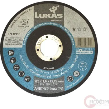 Brusný kotouč Řezný kotouč LUKAS 125x1,6 mm A46T-BF INOX