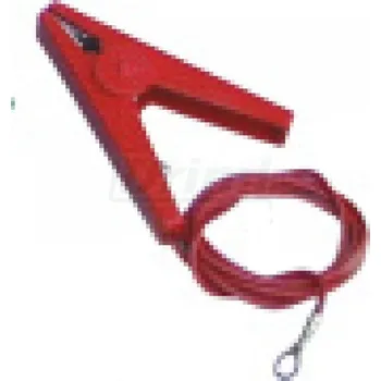 Chov hospodářského zvířete Propojovací kabel s očkem a krokodýl spojkou červený - zdroj - páska