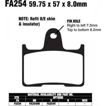Brzdový komplet EBC FA254 organické brzdové destičky pro motorku