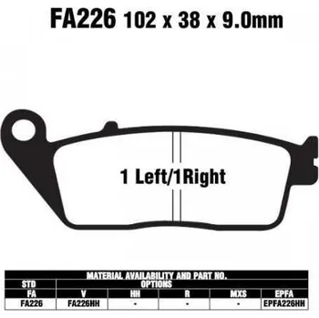 Brzdový komplet EBC FA226 organické brzdové destičky pro motorku