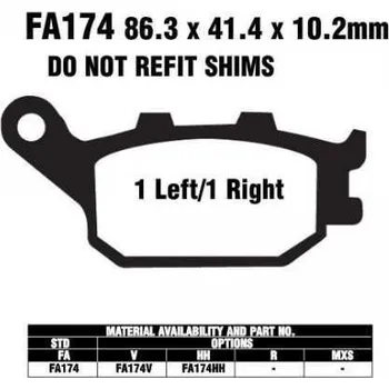 Brzdový komplet EBC FA174 organické brzdové destičky pro motorku