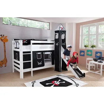 Dětská postel Patrová postel BENI SB se skluzavkou bílá