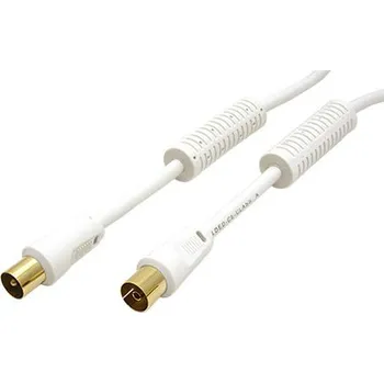 Anténní kabel goobay Kabel anténní TV s ferity, 80dB, 2x stíněný, IEC169-2, M-F, 10m, bílý (67275) - 11.99.4475