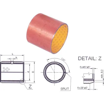 KX 1010 B20 pouzdro kluzné, nutné domazávat, nízkouhlíková ocel, mezivrstva bronz + POM kluzná vrstva