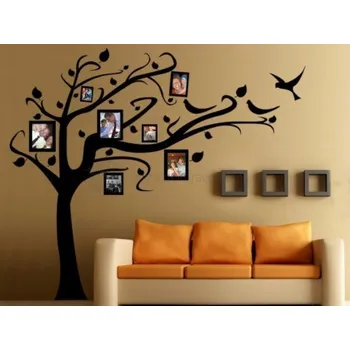 Samolepící dekorace Dekorace-steny.cz - Samolepka - Fotorámeček strom s ptáky, XXL - 326