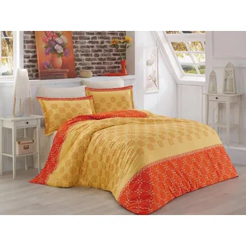 Povlečení Brotex Menfi oranžové satén 220 x 200, 70 x 90 cm zipový uzávěr