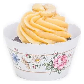 Svatební dekorace Svatební košíček na dortíky (muffin) - květinový rám - 12 ks