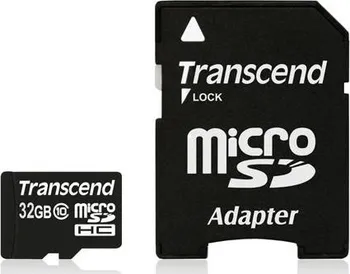 Paměťová karta Transcend microSDHC 32 GB Class 10 + SD adaptér (TS32GUSDHC10)