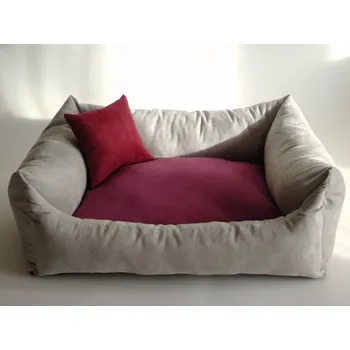 Pelíšek pro psa DELUXE Pelíšek pro psa - stříbrná / červená – malinová / bordo