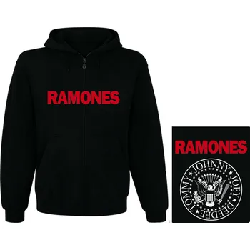 Pánská mikina mikina s kapucí a zipem Ramones - logo