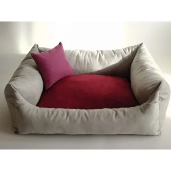 Pelíšek pro psa Pelíšky pro psy a kočky DELUXE Pelíšek pro psa stříbrná / bordo / červená – malinová