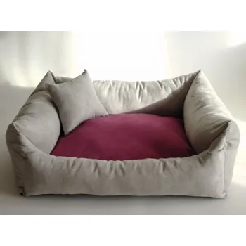 Pelíšek pro psa DELUXE Pelíšek pro psa - stříbrná / červená – malinová / stříbrná