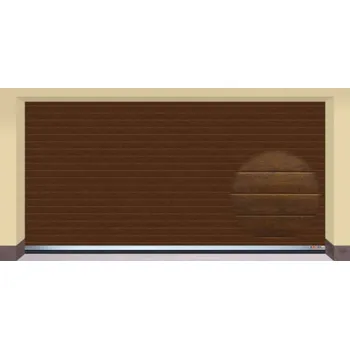 Garážová vrata AMPEL s.r.o. Sekční garážová vrata TMAVÝ DUB L 405×205 cm s elektrickým pohonem - Montáž do rodinného domu - 3 500 Kč