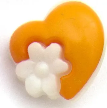 Knoflík Knoflík plastový 26" (16,5 mm) Srdíčko s květinkou 110838 - sytá žlutá