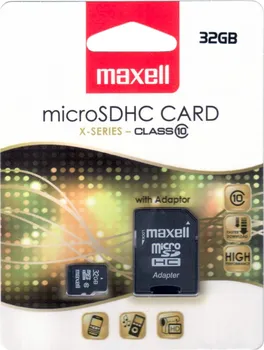 Paměťová karta Maxell microSDHC 32 GB + SD adaptér (8032gCL10)