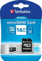 Verbatim microSDHC 16 GB Class 10 + SD adaptér (44082)