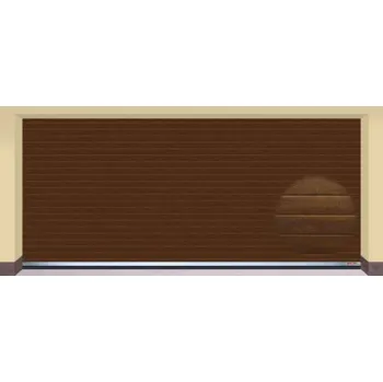 Garážová vrata AMPEL s.r.o. Sekční garážová vrata TMAVÝ DUB L 505×225 cm s elektrickým pohonem - Montáž do rodinného domu - 4 500 Kč