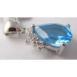 Klenoty Budín Zlatý diamantový přívěsek s brilianty a velkým modrým topazem 585/0,85gr 3870153 ( )