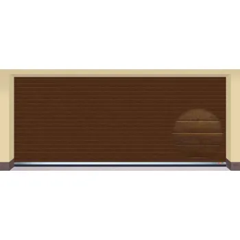 Garážová vrata AMPEL s.r.o. Sekční garážová vrata TMAVÝ DUB L 505×215 cm s elektrickým pohonem - Montáž do rodinného domu - 4 500 Kč
