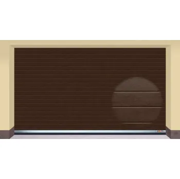 Garážová vrata AMPEL s.r.o. Sekční garážová vrata HNĚDÁ RAL 8014 L 355×205 cm s elektrickým pohonem - Montáž do rodinného domu - 3 500 Kč