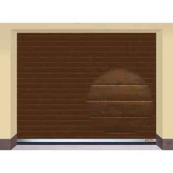 Garážová vrata AMPEL s.r.o. Sekční garážová vrata TMAVÝ DUB L 255×205 cm s elektrickým pohonem - Montáž do rodinného domu - 3 000 Kč