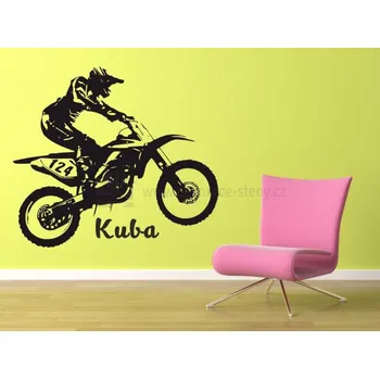 Samolepící dekorace Samolepka na zeď - Motorka s vlastním textem - dekorace-steny.cz - 60 x 70 cm - 766