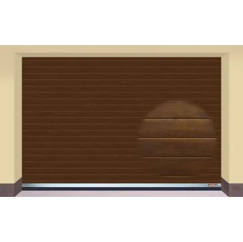 Garážová vrata AMPEL s.r.o. Sekční garážová vrata TMAVÝ DUB L 305×205 cm s elektrickým pohonem - Montáž do rodinného domu - 3 000 Kč