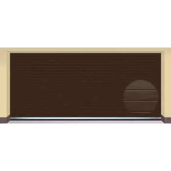 Garážová vrata AMPEL s.r.o. Sekční garážová vrata HNĚDÁ RAL 8014 L 505×225 cm s elektrickým pohonem - Montáž do rodinného domu - 4 500 Kč