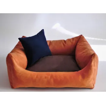 Pelíšek pro psa DELUXE Pelíšek pro psa - oranžová / hnědá / granát - tmavý