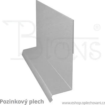 Střešní lemovaní Závětrná lišta zahakovací rš 333 pozink