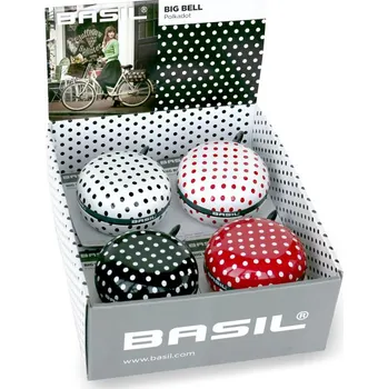 Zvonek na kolo Zvonek Basil Big Bell Polkadot Box mix 4 kusy 80mm
