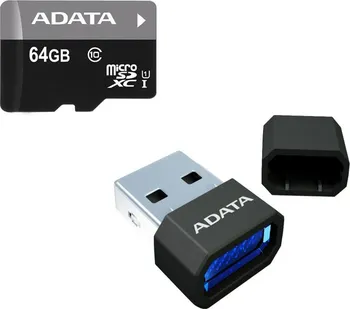 Paměťová karta ADATA Premier microSDXC 64 GB Class 10 UHS-I U1 + USB čtečka (AUSDX64GUICL10-RM3BKBL)