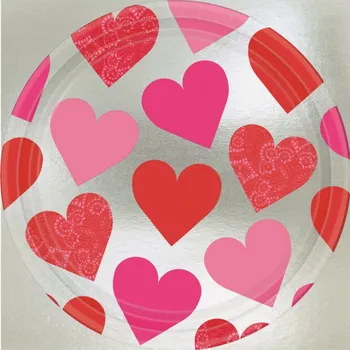 Party nádobí Talířky SRDÍČKA 8 ks, 23 cm