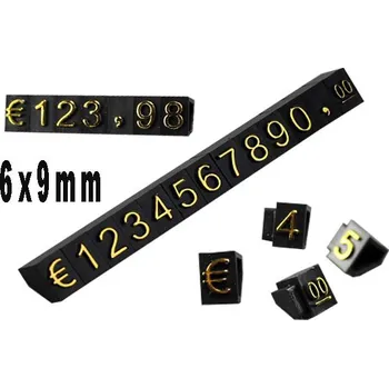 Papír Plastové cenovky zlatý prolis 6x9mm 20x řada EURO (ESS-ZL x20)