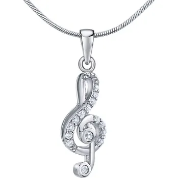 Přívěsek Stříbrný přívěsek houslový klíč se zirkony JJJP1098