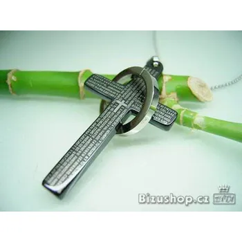 Přívěsek Přívěsek z chirurgické oceli kříž černý modlitbou 17093