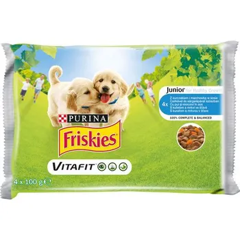 Krmivo pro psa Purina Friskies Junior kuřecí s mrkví v omáčce 4 x 100 g