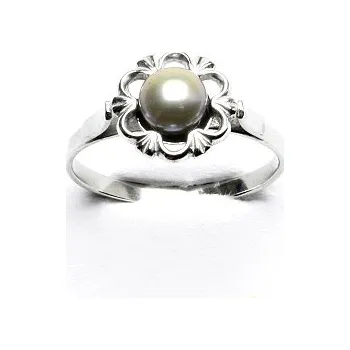 Prsten Stříbrný prsten, přírodní říční perla šedá (do růžova), T 1525