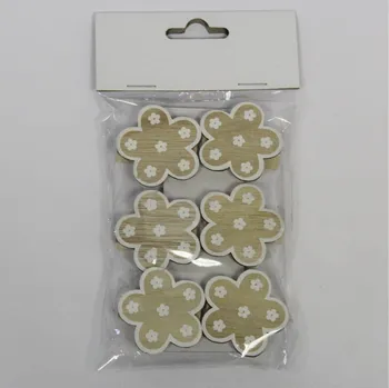 Zahradní dekorace Kytka kolíček dřevo 6ks/5cm natural/zelená (HAE-171472N.G)