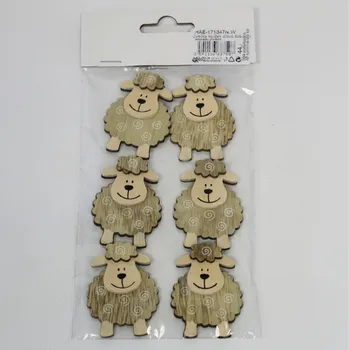 Velikonoční dekorace Ovečka kolíček dřevo 6ks/5cm bílá/natural (HAE-171347N.W)