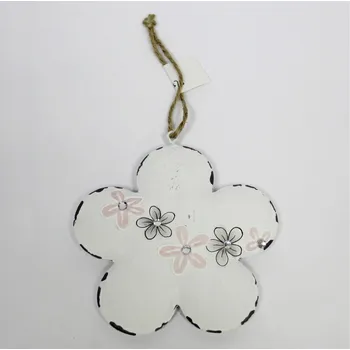 Velikonoční dekorace Kytka závěs plech 10,5cm bílá (HCK-15357S)